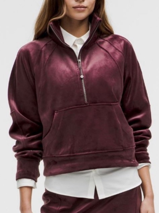 lululemon athletica Tops - Lululemon Oversized Funnel-neck Half zip scuba velvet garnet red -XL/XXL NWOT